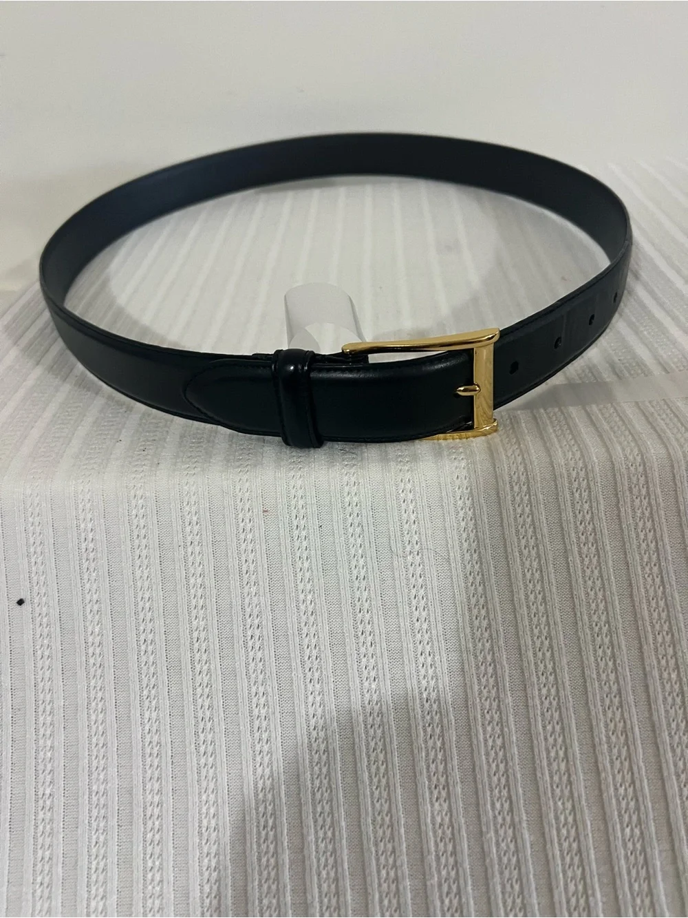 Polo by Ralph Lauren Black Leather Belt with Gold Buckle 1 inch width
